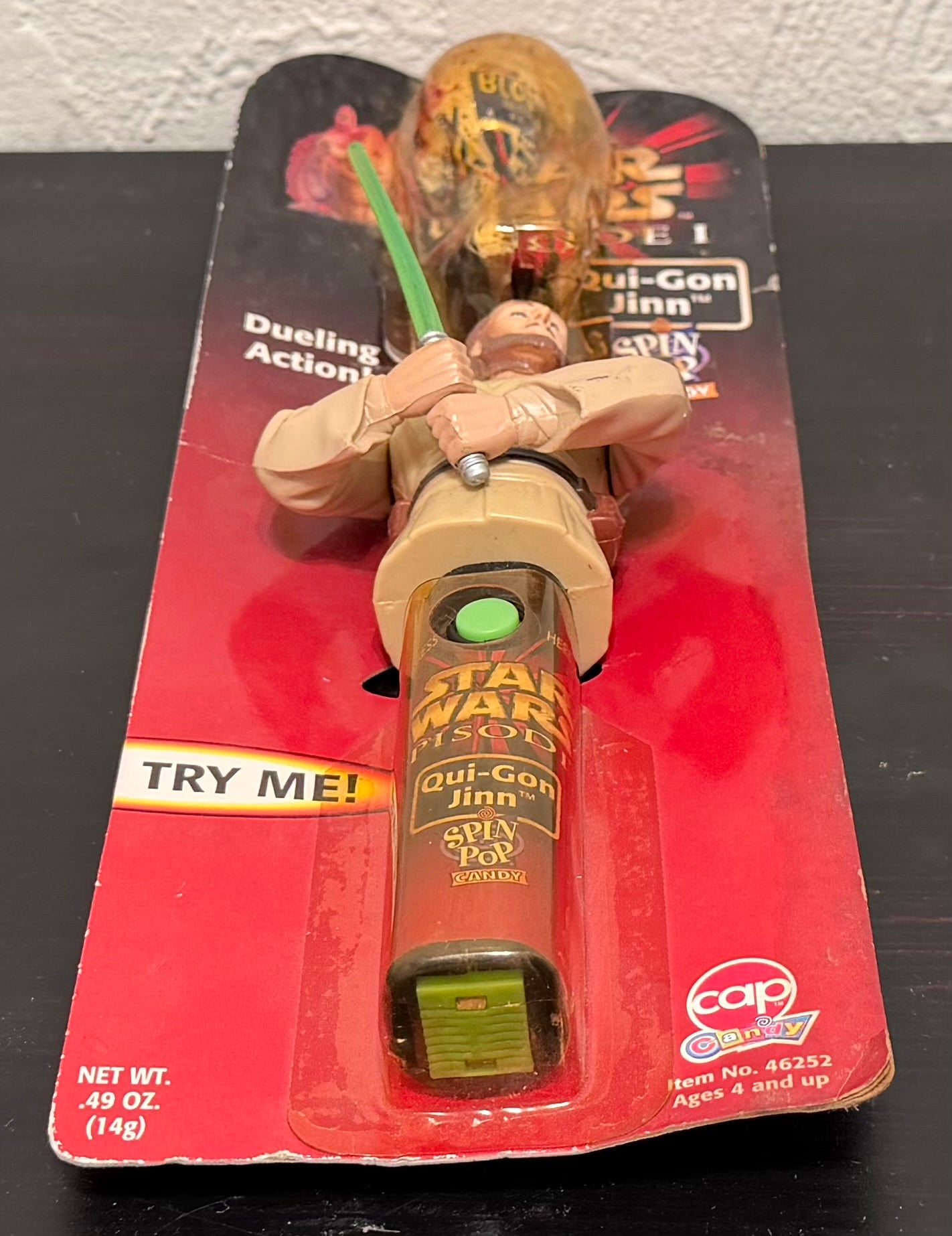 Vintage 1999 Star Wars Episode 1 Qui Gon Jinn Spin Blow Pop