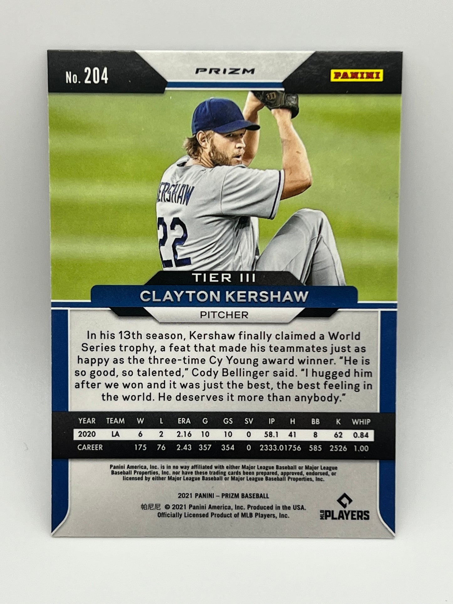 2021 Clayton Kershaw, Dodgers Purple Prizm