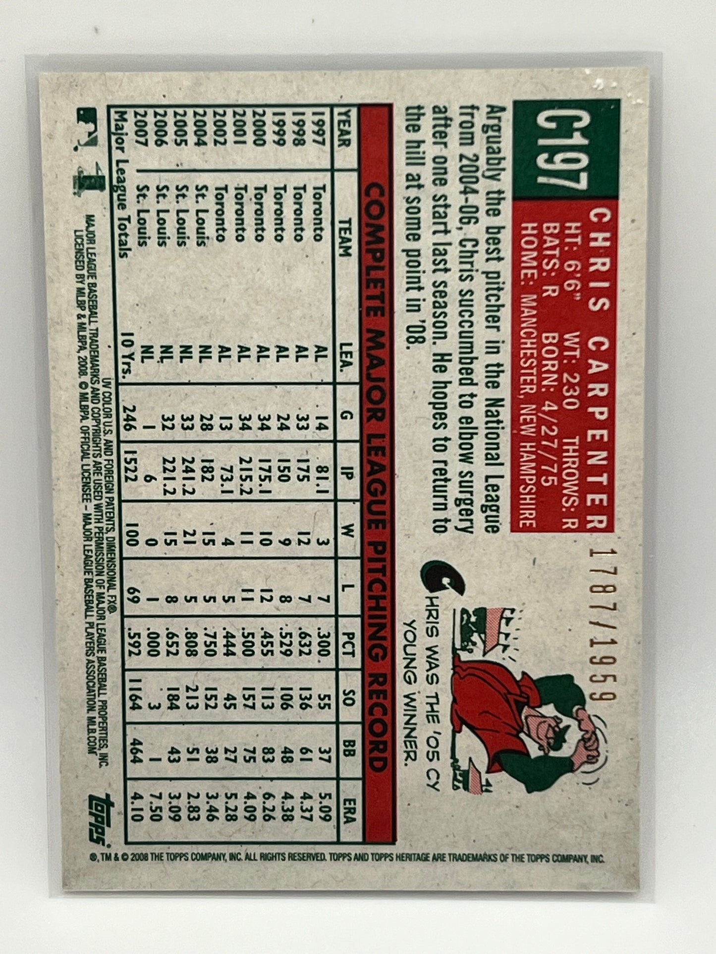 2008 Chris Carpenter 1787/1959 Numbered